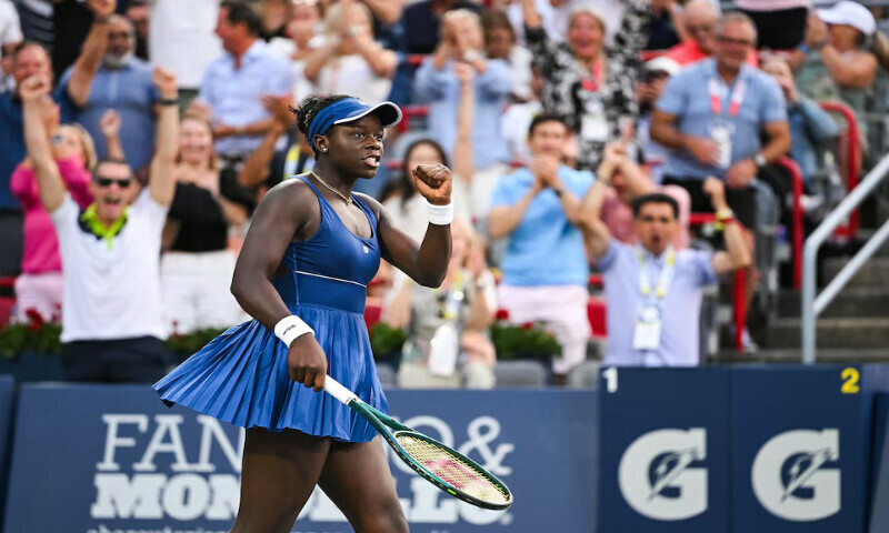 Victoria Mboko reacts after winning the second set against Elena Rybakina in semifinal of Canadian Open. – Reuters Victoria Mboko reacts after winning the second set against Elena Rybakina in semifinal of Canadian Open. – Reuters