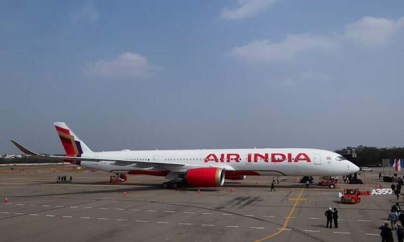 An Air India Airbus A350 aeroplane is displayed at Begumpet airport, Hyderabad, India. – Reuters file An Air India Airbus A350 aeroplane is displayed at Begumpet airport, Hyderabad, India. – Reuters file