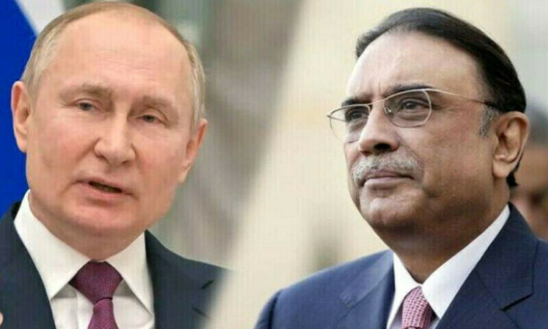 Russian President Vladimir Putin and President Asif Ali Zardari. File photo