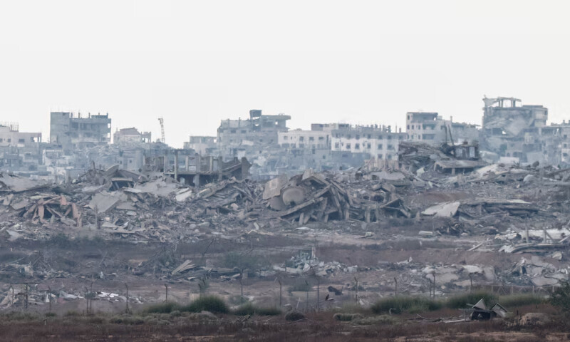 A view of destroyed buildings in Gaza as seen from the Israeli side of the border between Gaza and Israel. – Reuters A view of destroyed buildings in Gaza as seen from the Israeli side of the border between Gaza and Israel. – Reuters