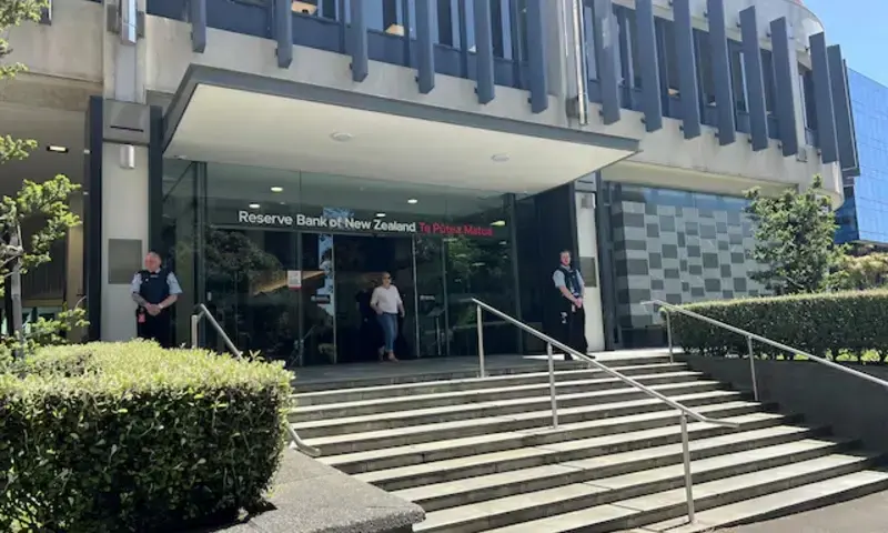 View of an entrance to the Reserve Bank of New Zealand in Wellington, New Zealand November 10, 2022. REUTERS View of an entrance to the Reserve Bank of New Zealand in Wellington, New Zealand November 10, 2022. REUTERS