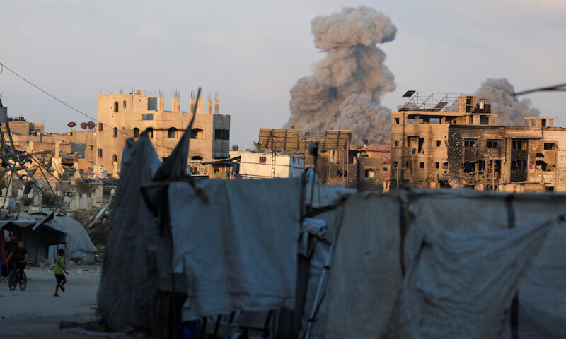 Smoke rises following an Israeli strike in Gaza City on Thursday. – Reuters Smoke rises following an Israeli strike in Gaza City on Thursday. – Reuters