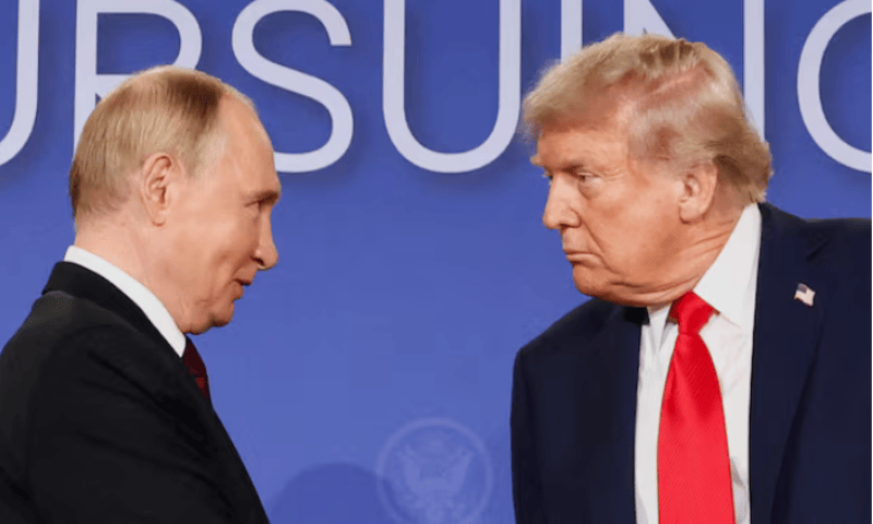 US President Donald Trump and Russian President Vladimir Putin look at each other during a press conference in Anchorage, Alaska, on August 15, 2025. Reuters file US President Donald Trump and Russian President Vladimir Putin look at each other during a press conference in Anchorage, Alaska, on August 15, 2025. Reuters file
