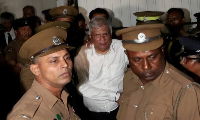 Sri Lanka’s former president Ranil Wickremesinghe is escorted by prison and police officials as he leaves the Magistrate’s Court in Colombo, Sri Lanka. – Reuters Sri Lanka’s former president Ranil Wickremesinghe is escorted by prison and police officials as he leaves the Magistrate’s Court in Colombo, Sri Lanka. – Reuters