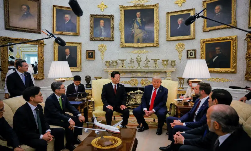 U.S. President Donald Trump meets with South Korean President Lee Jae Myung at the Oval Office, at the White House, in Washington, D.C., U.S., August 25, 2025. REUTERS U.S. President Donald Trump meets with South Korean President Lee Jae Myung at the Oval Office, at the White House, in Washington, D.C., U.S., August 25, 2025. REUTERS