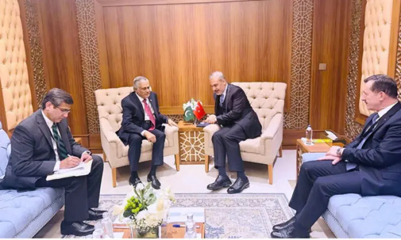 Deputy Prime Minister and Foreign Minister Ishaq Dar meets with Foreign Minister of Turkiye Hakan Fidan in Jeddah. – APP Deputy Prime Minister and Foreign Minister Ishaq Dar meets with Foreign Minister of Turkiye Hakan Fidan in Jeddah. – APP