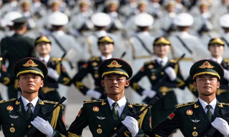 Soldiers of the People’s Liberation Army (PLA) of China attend a training ahead of a military parade to mark the 80th anniversary of the end of World War Two, in Beijing, China, August 20, 2025. REUTERS