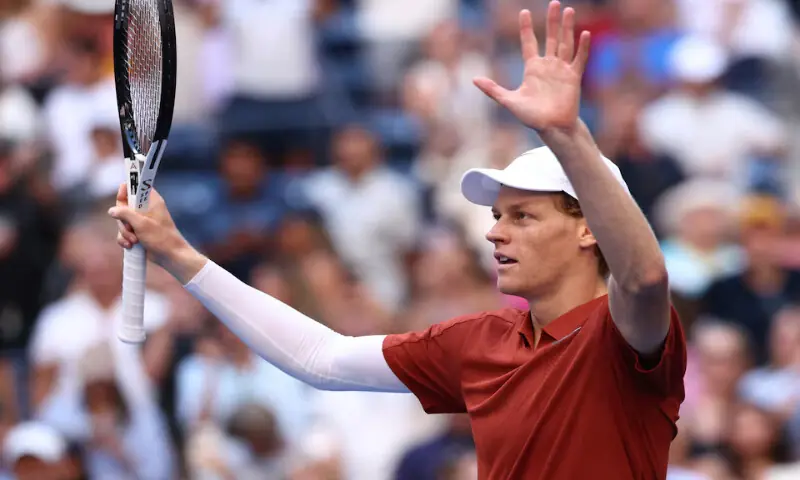 Italy’s Jannik Sinner celebrates winning his third round match against Canada’s Denis Shapovalov at the US Open in New York. – Reuters Italy’s Jannik Sinner celebrates winning his third round match against Canada’s Denis Shapovalov at the US Open in New York. – Reuters