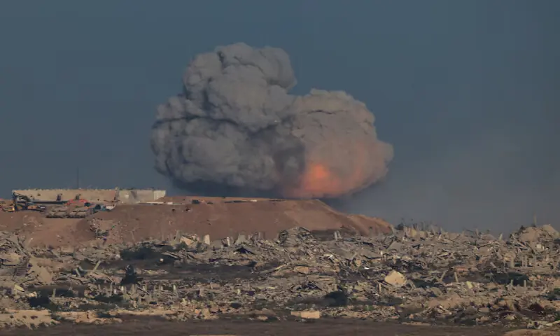 Smoke rises from Gaza after an explosion on Sunday. – Reuters Smoke rises from Gaza after an explosion on Sunday. – Reuters