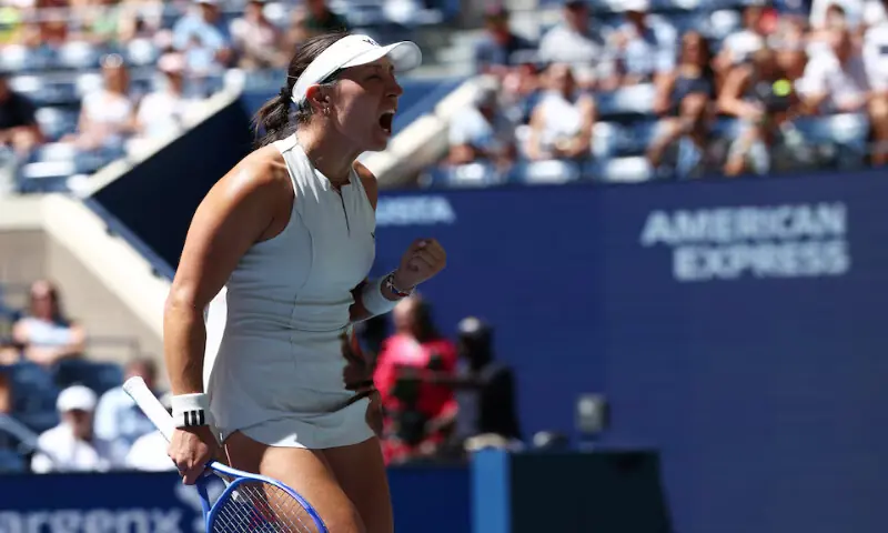Jessica Pegula celebrates her win during her fourth round match against Ann Li at the US Open in New York. – Reuters Jessica Pegula celebrates her win during her fourth round match against Ann Li at the US Open in New York. – Reuters