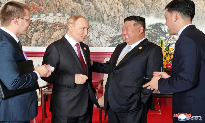 North Korean leader Kim Jong Un meets Russian President Vladimir Putin in Beijing, China. – Reuters North Korean leader Kim Jong Un meets Russian President Vladimir Putin in Beijing, China. – Reuters