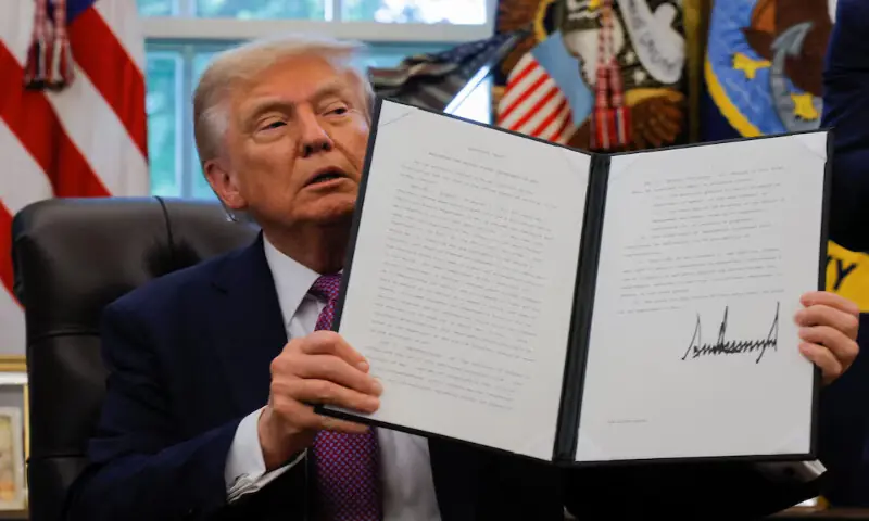 US President Donald Trump shows a signed executive order to rename the Department of Defence as the “Department of War” at the White House in Washington, DC. – Reuters US President Donald Trump shows a signed executive order to rename the Department of Defence as the “Department of War” at the White House in Washington, DC. – Reuters
