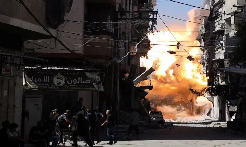 Smoke and flames rise as an Israeli airstrike hits a house, in Gaza City, September 7, 2025. REUTERS Smoke and flames rise as an Israeli airstrike hits a house, in Gaza City, September 7, 2025. REUTERS
