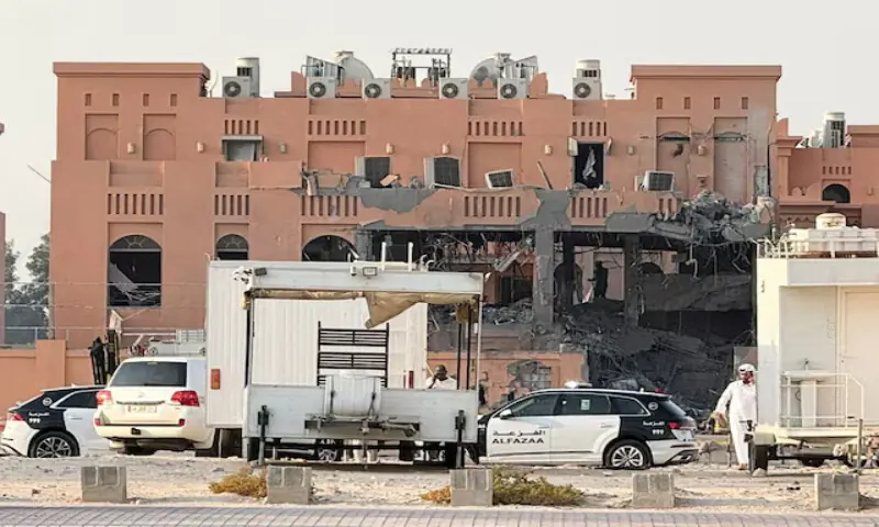 A damaged building, following an Israeli attack on Hamas leaders in Doha, Qatar. – Reuters A damaged building, following an Israeli attack on Hamas leaders in Doha, Qatar. – Reuters