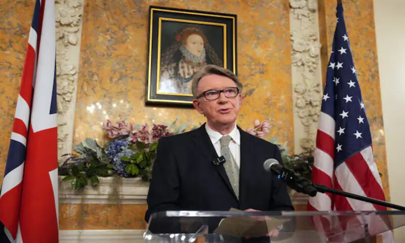 Britain’s ambassador to the United States Peter Mandelson. – Reuters file Britain’s ambassador to the United States Peter Mandelson. – Reuters file