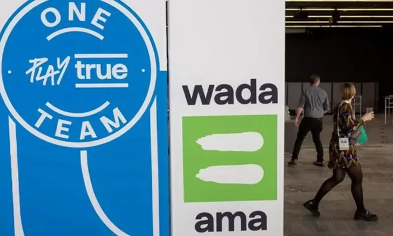 A Wada logo is seen at the World Anti-Doping Agency (WADA) Symposium in Lausanne, Switzerland, March 12, 2024. Photo via Reuters A Wada logo is seen at the World Anti-Doping Agency (WADA) Symposium in Lausanne, Switzerland, March 12, 2024. Photo via Reuters