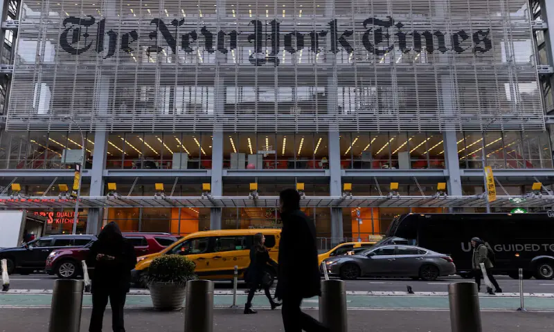 Pedestrians walk by the New York Times building in Manhattan, New York. – Reuters Pedestrians walk by the New York Times building in Manhattan, New York. – Reuters