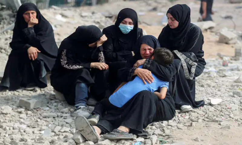 Mourners react during the funeral of Palestinians killed in Israeli fire at Al Shifa hospital in Gaza City. – Reuters file Mourners react during the funeral of Palestinians killed in Israeli fire at Al Shifa hospital in Gaza City. – Reuters file