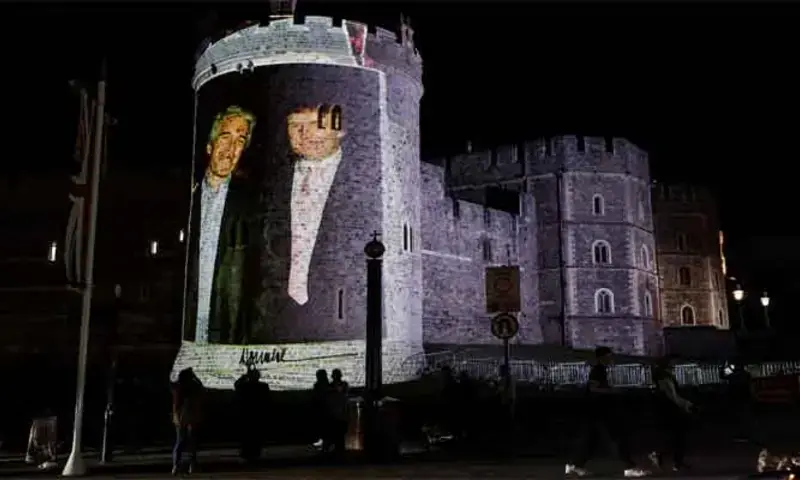 An image of US President Donald Trump alongside disgraced financier Jeffrey Epstein is projected on Windsor castle, after Trump and first lady Melania Trump arrival for a state visit to the country, in Windsor, Berkshire, Britain, September 16, 2025. – Reuters An image of US President Donald Trump alongside disgraced financier Jeffrey Epstein is projected on Windsor castle, after Trump and first lady Melania Trump arrival for a state visit to the country, in Windsor, Berkshire, Britain, September 16, 2025. – Reuters
