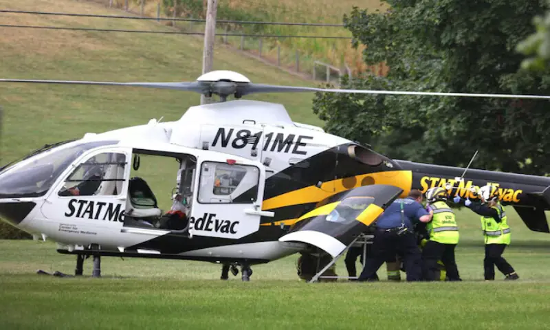 A police officer is loaded into a Medevac helicopter after a shooting incident in York County’s North Codorus Township, Pennsylvania, US. – Reuters A police officer is loaded into a Medevac helicopter after a shooting incident in York County’s North Codorus Township, Pennsylvania, US. – Reuters