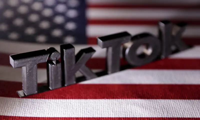 A TikTok logo is placed on a US flag in this illustration taken on April 25, 2024. 00 Reuters