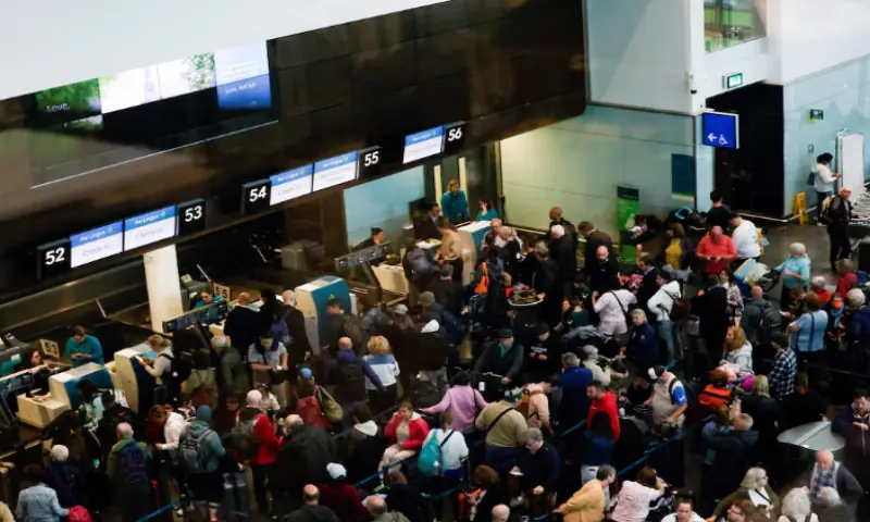 People queue inside Terminal 2 at Dublin Airport, following its reopening after it was evacuated as a safety precaution, in Dublin, Ireland, on September 20, 2025. Reuters People queue inside Terminal 2 at Dublin Airport, following its reopening after it was evacuated as a safety precaution, in Dublin, Ireland, on September 20, 2025. Reuters