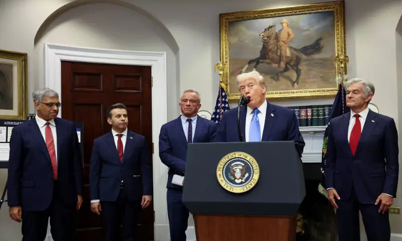 US President Donald Trump makes an announcement linking autism to childhood vaccines at the White House in Washington. – Reuters US President Donald Trump makes an announcement linking autism to childhood vaccines at the White House in Washington. – Reuters
