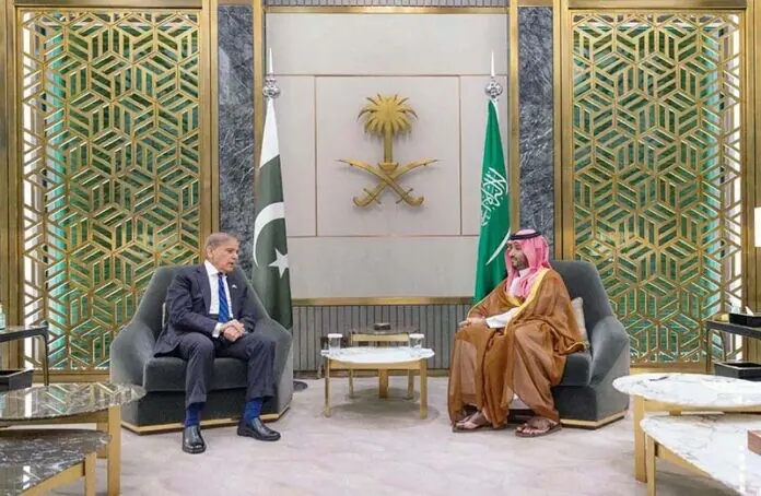 APP01-200325
JEDDAH: March 20 - Prime Minister Muhammad Shehbaz Sharif meets the Crown Prince and Prime Minister of Saudi Arabia H.E. Muhammad bin Salman al-Saud. APP/TZD APP01-200325
JEDDAH: March 20 - Prime Minister Muhammad Shehbaz Sharif meets the Crown Prince and Prime Minister of Saudi Arabia H.E. Muhammad bin Salman al-Saud. APP/TZD