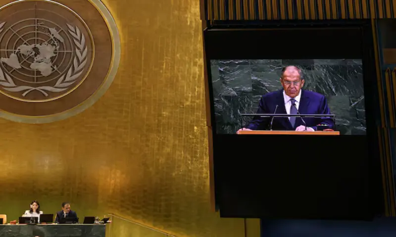 Russia’s Foreign Minister Sergey Lavrov addresses the 80th United Nations General Assembly (UNGA) at the UN headquarters in New York City. – Reuters Russia’s Foreign Minister Sergey Lavrov addresses the 80th United Nations General Assembly (UNGA) at the UN headquarters in New York City. – Reuters
