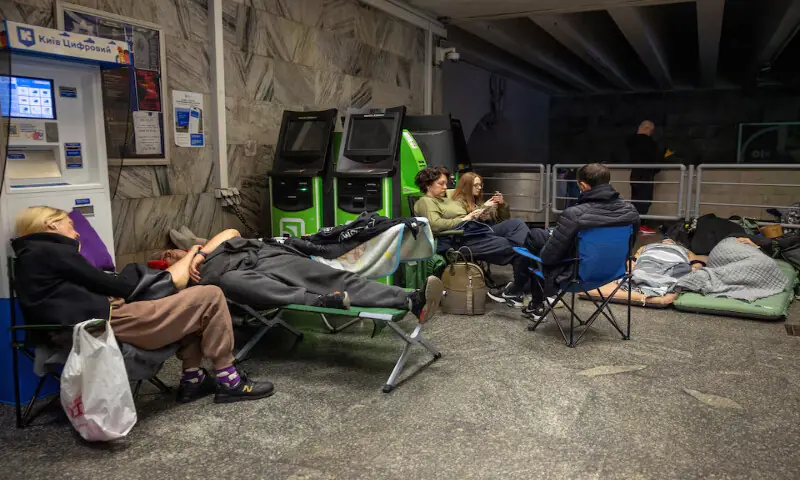 People take shelter in a metro station during a Russian drone attack on Kyiv, Ukraine, on Sunday. – Reuters People take shelter in a metro station during a Russian drone attack on Kyiv, Ukraine, on Sunday. – Reuters