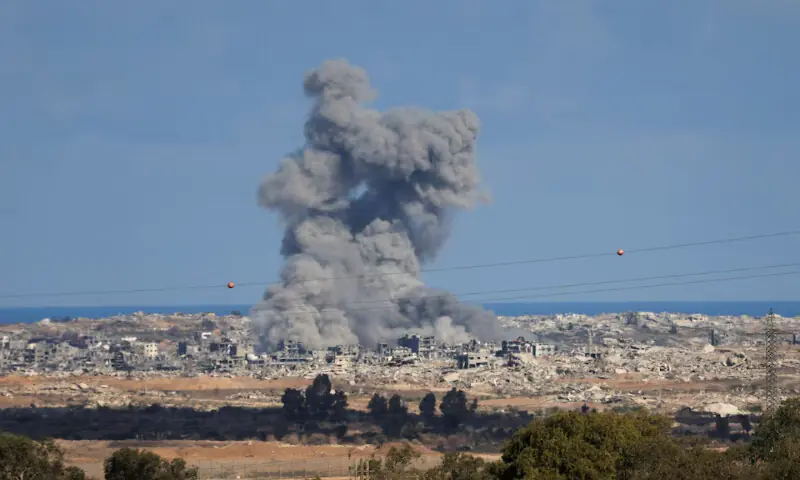Smoke rises from explosions in Gaza, as seen from southern Israel, on Tuesday. – Reuters Smoke rises from explosions in Gaza, as seen from southern Israel, on Tuesday. – Reuters