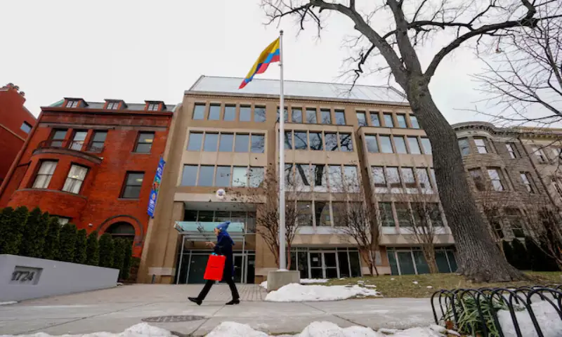 A person walks past Colombia’s embassy in Washington. – Reuters file A person walks past Colombia’s embassy in Washington. – Reuters file