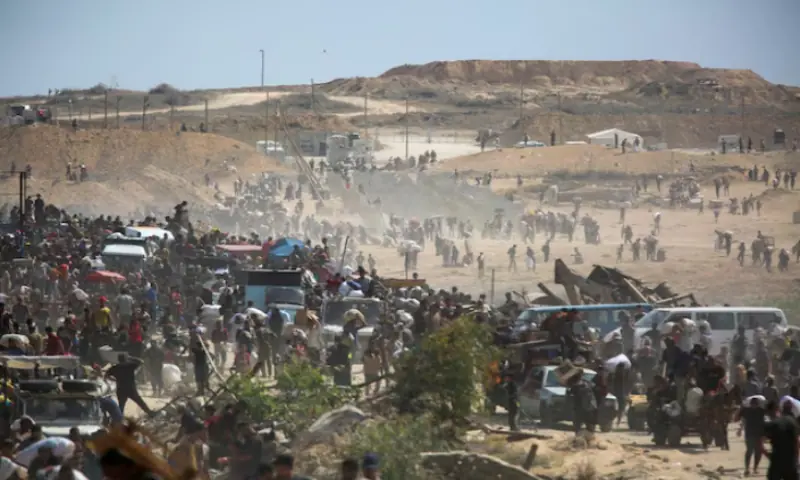 Palestinians seek aid supplies from the US-backed Gaza Humanitarian Foundation in the central Gaza Strip, on August 4, 2025. Reuters file Palestinians seek aid supplies from the US-backed Gaza Humanitarian Foundation in the central Gaza Strip, on August 4, 2025. Reuters file