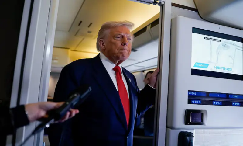U.S. President Donald Trump looks on as he speaks to members of the media aboard Air Force One as he departs for Florida from Joint Base Andrews, Maryland, U.S., October 31, 2025//REUTERS U.S. President Donald Trump looks on as he speaks to members of the media aboard Air Force One as he departs for Florida from Joint Base Andrews, Maryland, U.S., October 31, 2025//REUTERS