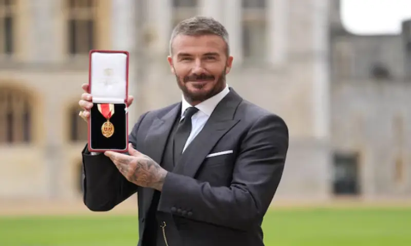 Sir David Beckham, after he was made a Knight Bachelor at an investiture ceremony at Windsor Castle, Berkshire, on November 4, 2025. Reuters