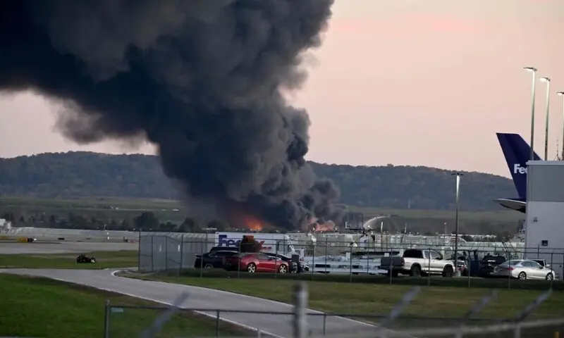 امریکی کارگو طیارہ گر کر تباہ، پائلٹ سمیت 7 افراد ہلاک