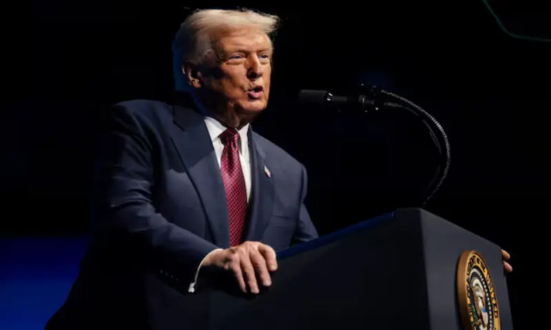 US President Donald Trump delivers remarks to the American Business Forum Miami at the Kaseya Centre Arena in Miami, Florida. – Reuters US President Donald Trump delivers remarks to the American Business Forum Miami at the Kaseya Centre Arena in Miami, Florida. – Reuters