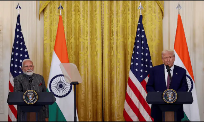 U.S. President Donald Trump holds a joint press conference with Indian Prime Minister Narendra Modi at the White House in Washington, D.C., U.S., February 13, 2025//REUTERS