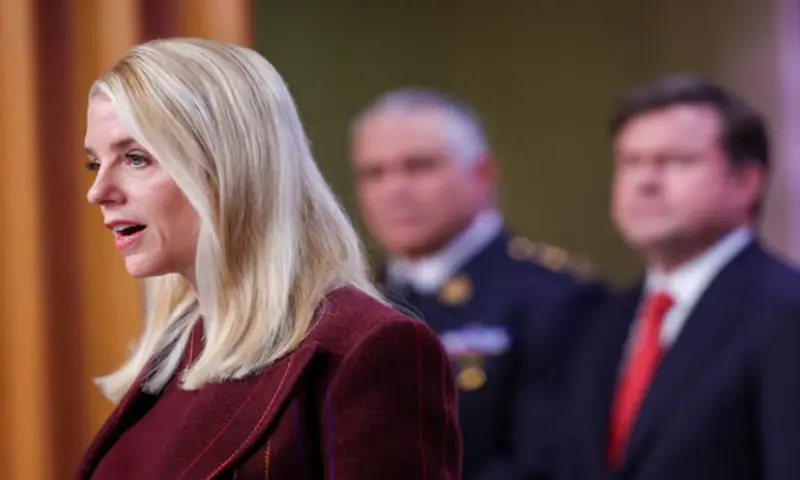 US Attorney General Pam Bondi speaks during the announcement of a law enforcement action during a press conference at the Department of Justice in Washington, D.C., on November 19, 2025. Reuters