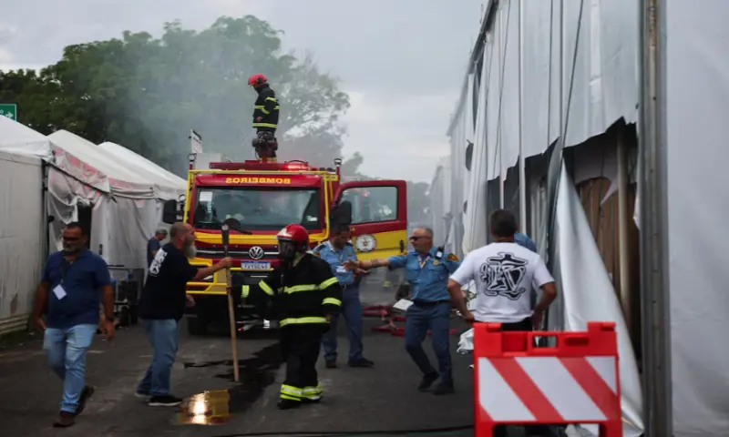 Firefighters work at the scene due to a fire alert during the UN Climate Change Conference (COP30), in Belem, Brazil, on November 20, 2025. Reuters