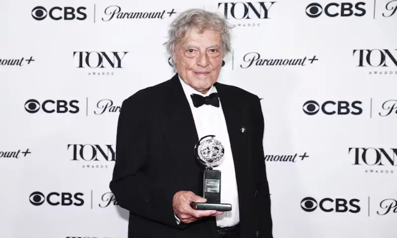 Tom Stoppard poses with the award for Best Play for “Leopoldstadt” at the 76th Annual Tony Awards in New York City. – Reuters file