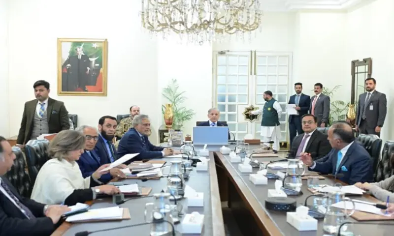 Prime Minister Shehbaz Sharif chairs a meeting on Pakistan’s relief efforts for Sri Lankan areas affected by Cyclone Ditwa.