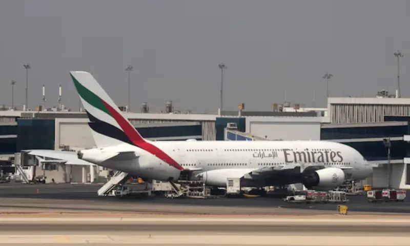 An Emirates Airlines Airbus A380 is parked at Cairo International Airport on October 17, 2024. Reuters file