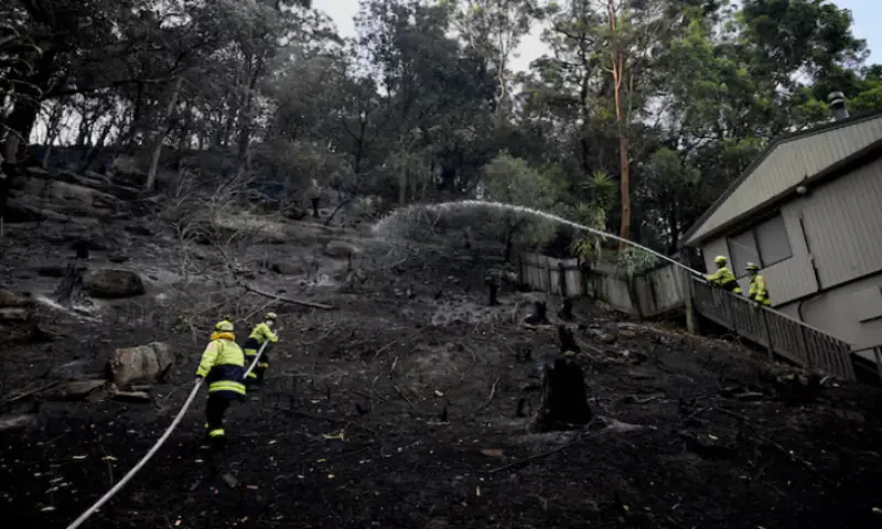 Firefighters work at the site where bushfire destroyed homes along Glenrock Parade, in Koolewong on the Central Coast of New South Wales, Australia, December 6, 2025. —Reuters Firefighters work at the site where bushfire destroyed homes along Glenrock Parade, in Koolewong on the Central Coast of New South Wales, Australia, December 6, 2025. —Reuters