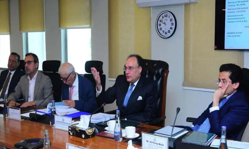 Finance Minister Muhammad Aurangzeb chairs the Economic Coordination Committee meeting on Tuesday.