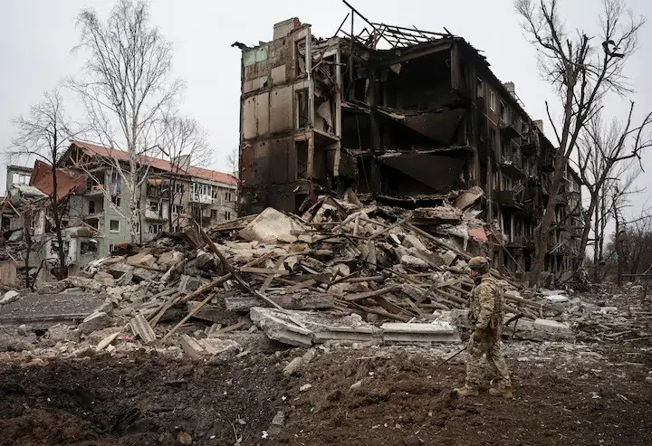 A member of the White Angel unit of Ukrainian police officers, who evacuate people from the frontline towns and villages, checks an area for residents, amid Russia’s attack on Ukraine. – Reuters A member of the White Angel unit of Ukrainian police officers, who evacuate people from the frontline towns and villages, checks an area for residents, amid Russia’s attack on Ukraine. – Reuters