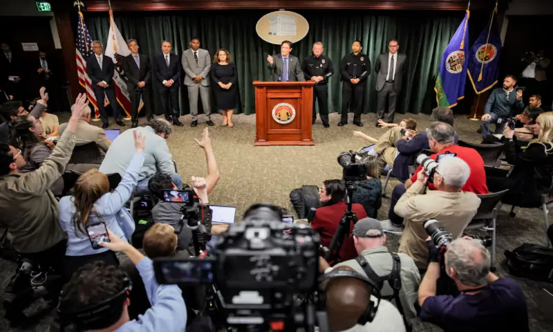 Los Angeles County District Attorney Nathan J. Hochman takes questions from the media during a press conference at the Los Angeles Hall of Justice after the son of Hollywood actor and filmmaker Rob Reiner was arrested and charged with murdering his parents, in Los Angeles, California, US. &ndash; Reuters