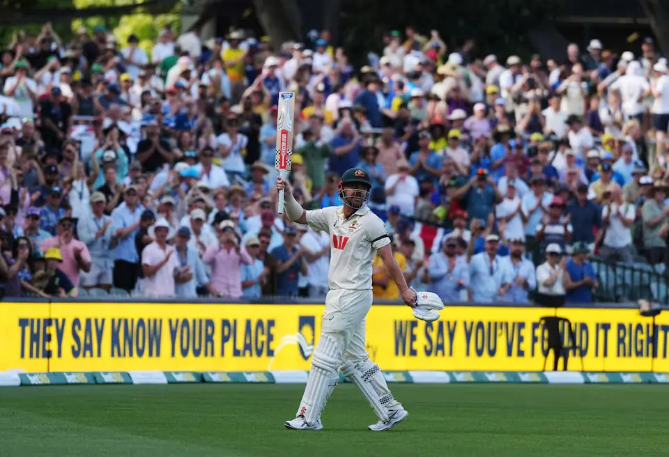 Australia&rsquo;s Travis Head reacts as he walks off on 138 runs not out at stumps on day 3 of the Ashes. &ndash; Reuters