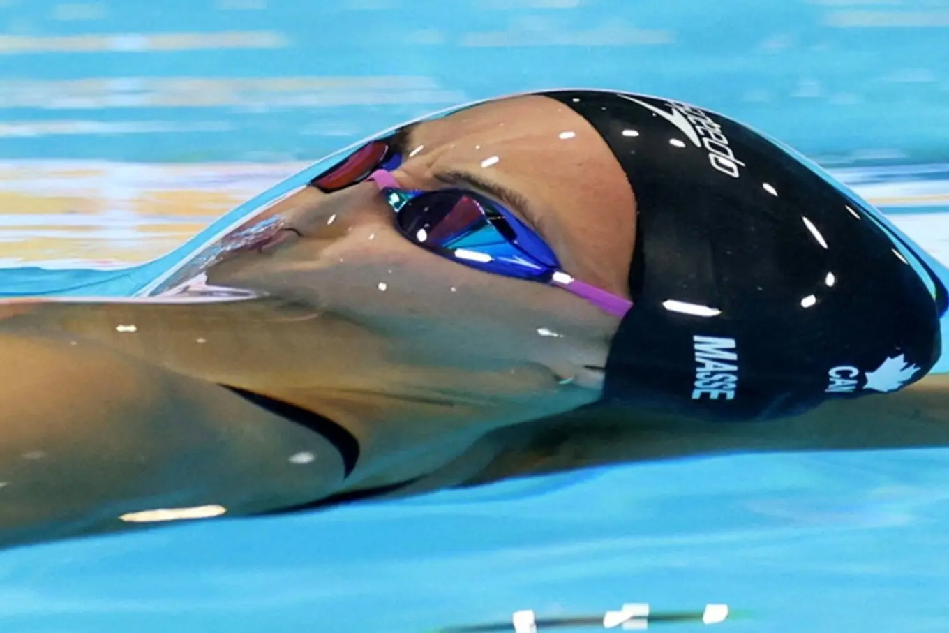 30 جولائی 2025 کو سنگاپور میں ورلڈ ایکواٹکس چیمپئن شپ میں کینیڈا کی کائلی ماس خواتین کے 50 میٹر بیک اسٹروک سیمی فائنل میں