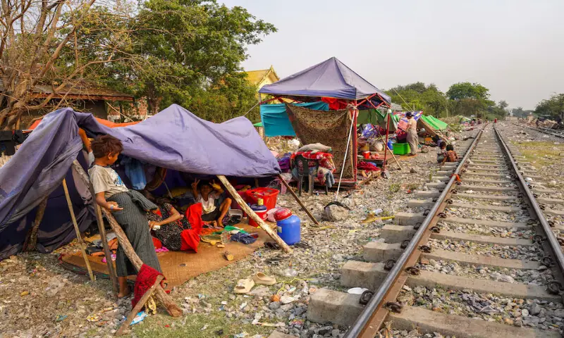 People are seen at a shelter in a makeshift tent camp near a railway track, following a strong earthquake in Amarapura township, Myanmar. – Reuters file People are seen at a shelter in a makeshift tent camp near a railway track, following a strong earthquake in Amarapura township, Myanmar. – Reuters file